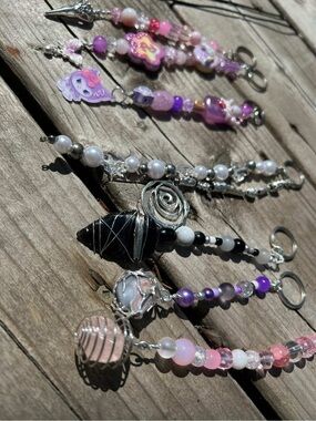 Handmade Pink & Purple Beaded Women’s Charm Pendant - Unbranded